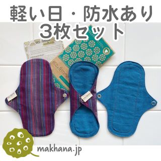 南インド「Eco Femme」布ナプキン (防水あり）軽い日用3枚セット(その他)