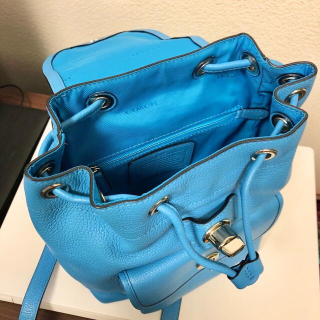 COACH レザー　リュックサック　 ヘリテージ　バックパック ターンロック　青