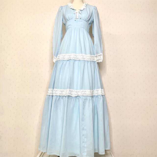 GUNNE SAX(ガニーサックス)のヴィンテージ　ワンピース　roberta ブルー　ドレス　ロングワンピース レディースのワンピース(ロングワンピース/マキシワンピース)の商品写真