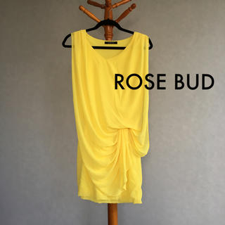 ローズバッド(ROSE BUD)の美品 ROSE BUD ローズバッド ワンピース イエロー 結婚式 パーティ (ミニワンピース)
