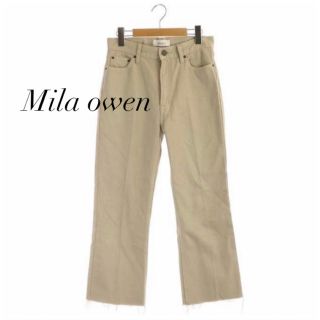 ミラオーウェン(Mila Owen)のMila owenフレアデニムパンツ カットオフ ジーンズ 0 ベージュ(デニム/ジーンズ)