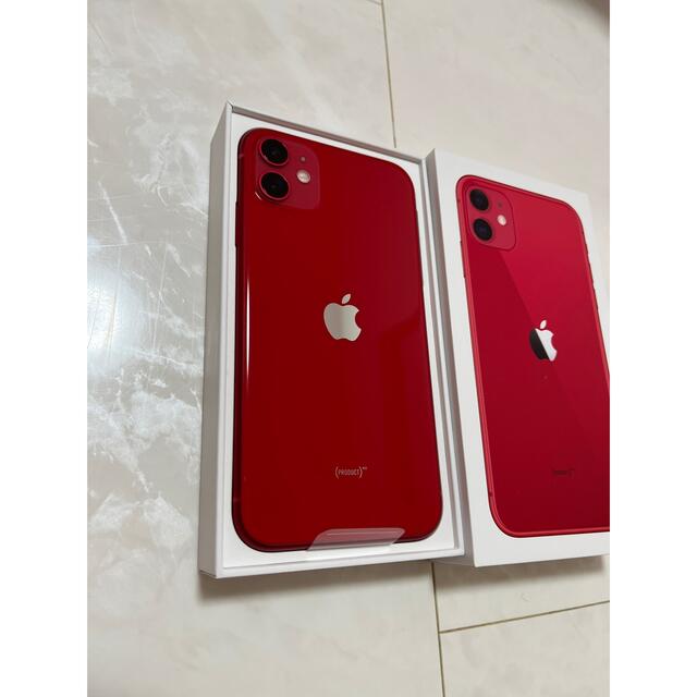 日本最級  新品　動作確認のみ　iPhone11 - iPhone 128GB SIMフリー  RED  スマートフォン本体 7