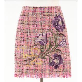 リリーブラウン(Lily Brown)のリリーブラウン　刺繍ツイードスカート(ミニスカート)