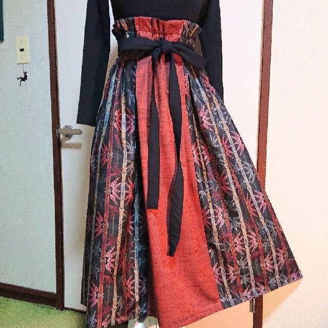 専用です❗【大島紬】着物リメイクスカート リボン付きsizeフリーNo.67 1