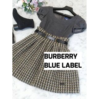 バーバリーブルーレーベル(BURBERRY BLUE LABEL)のBURBERRY BLUE LABEL バーバリー ツイード ドッキングOP(ミニワンピース)