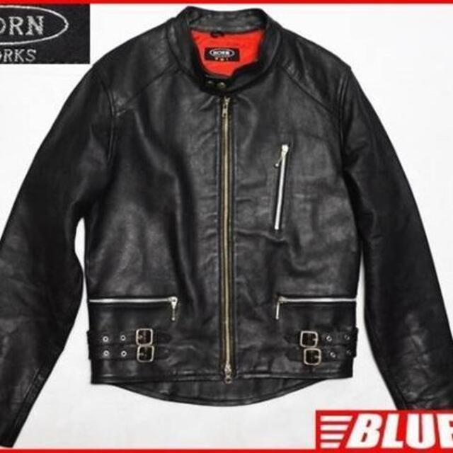 ホーンワークス レザーライダース ジャケット メンズ M 黒 シングル 本