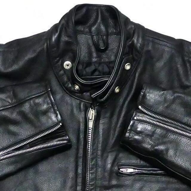 Axel レザーライダース ジャケット メンズ XXXL 黒 シングル 本革 2