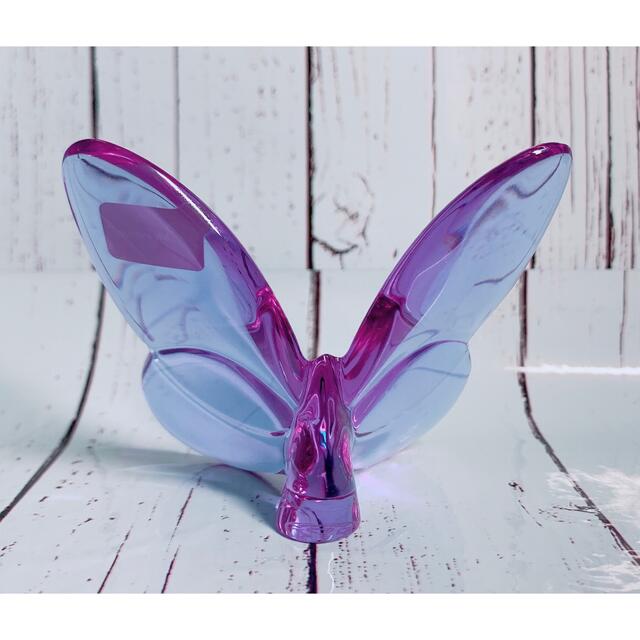 極美品 Baccarat バカラ ラッキーバタフライ パープル オブジェ