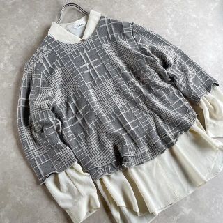 グリモワール(Grimoire)のused レトロ 立体的な 総柄 トップス 古着 ヴィンテージ vintage(Tシャツ(長袖/七分))