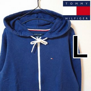 トミーヒルフィガー(TOMMY HILFIGER)のトミーヒルフィガー 紺色 ジップアップパーカー スウェット メンズ L ネイビー(パーカー)