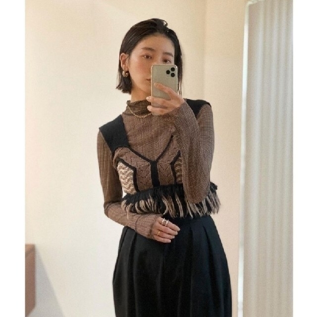 【美品】TODAYFUL ジャガードフリンジビスチェ トゥデイフルニットベスト