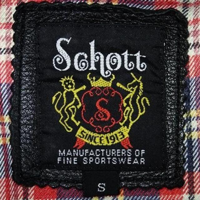 schott(ショット)のショット レザーライダース ジャケット メンズ S 黒 シングル 本革 コート 自動車/バイクのバイク(装備/装具)の商品写真