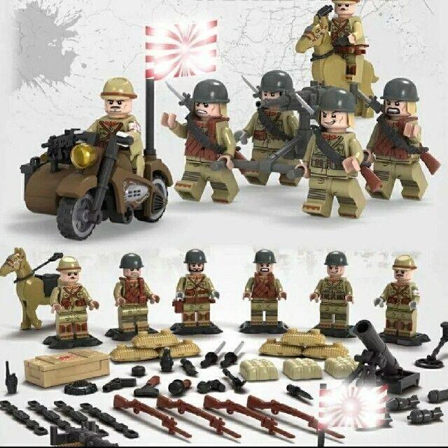 ☆レゴ互換品日本軍☆ ミニフィグ6体&武器多数 キッズ/ベビー/マタニティのおもちゃ(知育玩具)の商品写真