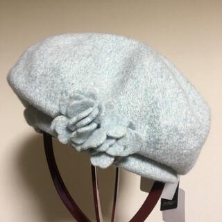 高島屋 ウール ブルー ベレー帽 帽子(ハンチング/ベレー帽)