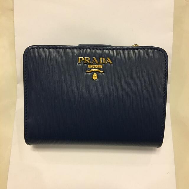 PRADA プラダ 二つ折り財布 ネイビー 新品 財布