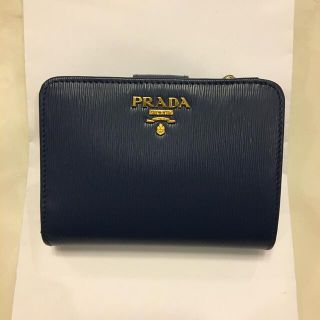 プラダ(PRADA)のPRADA  プラダ  二つ折り財布  ネイビー  新品(財布)