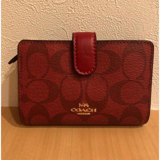 新品　未使用　coach コーチ　折財布　ブラック　レッド　赤色　黒色　メンズ