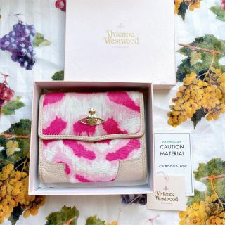 ヴィヴィアンウエストウッド(Vivienne Westwood)のヴィヴィアン 廃盤のピンクレオパードハラコ素材　がま口折り財布　(財布)