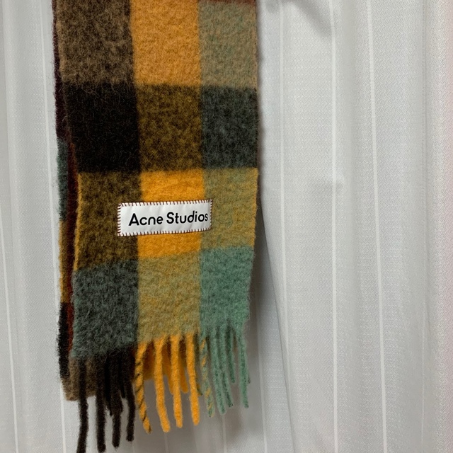 Acne Studios フリンジマフラー モヘアチェックスカーフ Acne Studios フリンジマフラー モヘアチェックスカーフ