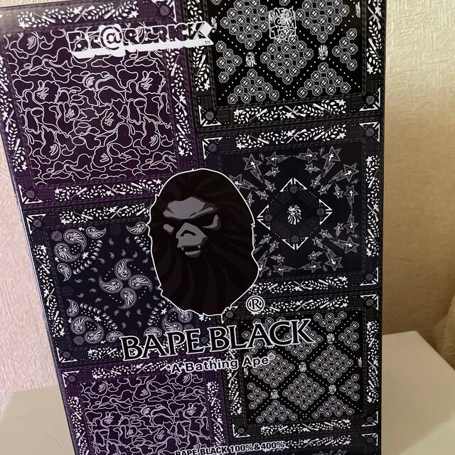 BE@RBRICK BAPE BLACK BANDANA100％ & 400％