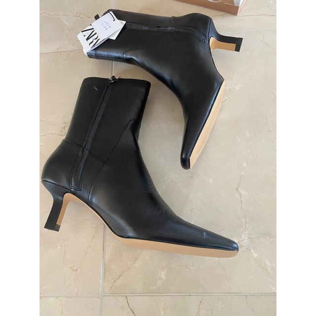 ZARA レザーブーツ レザーミドルヒールアンクルブーツ TODAYFUL