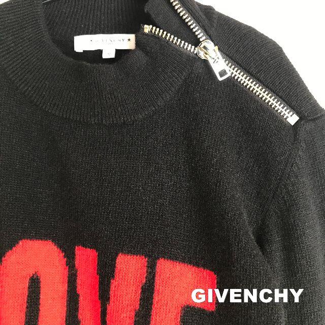 GIVENCHY】ジバンシィー カシミヤ混 ジップニット LOVE ニット