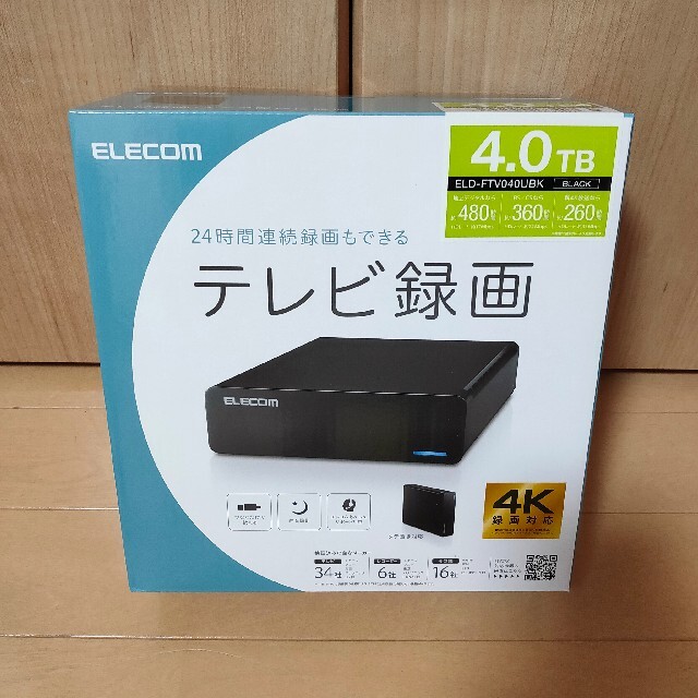 新品】ELECOM 外付けハードディスク ELD-FTV040UBK 4TB-