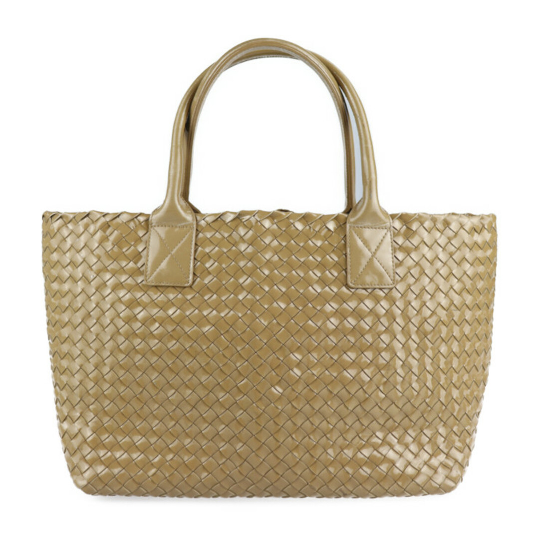 BOTTEGAVENETA ボッテガヴェネタ イントレチャート カバPM トートバッグ 141498 エナメル レザー  ベージュ系   ハンドバッグ ショッピングバッグ ポーチ付き 【本物保証】