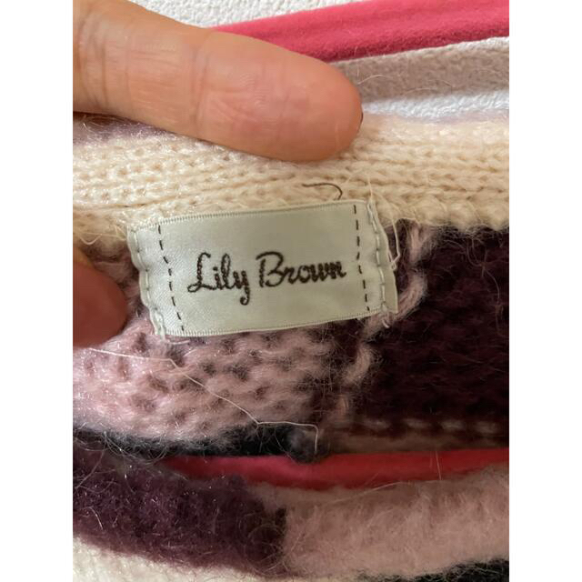 Lily Brown(リリーブラウン)のLily Brown パネル柄 ニット ワンピース レディースのワンピース(ミニワンピース)の商品写真