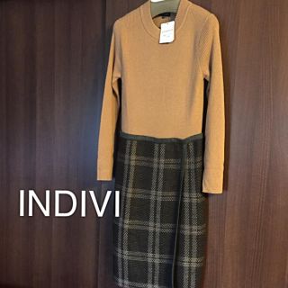 インディヴィ(INDIVI)の新品タグ付 上質ニットワンピース(ひざ丈ワンピース)