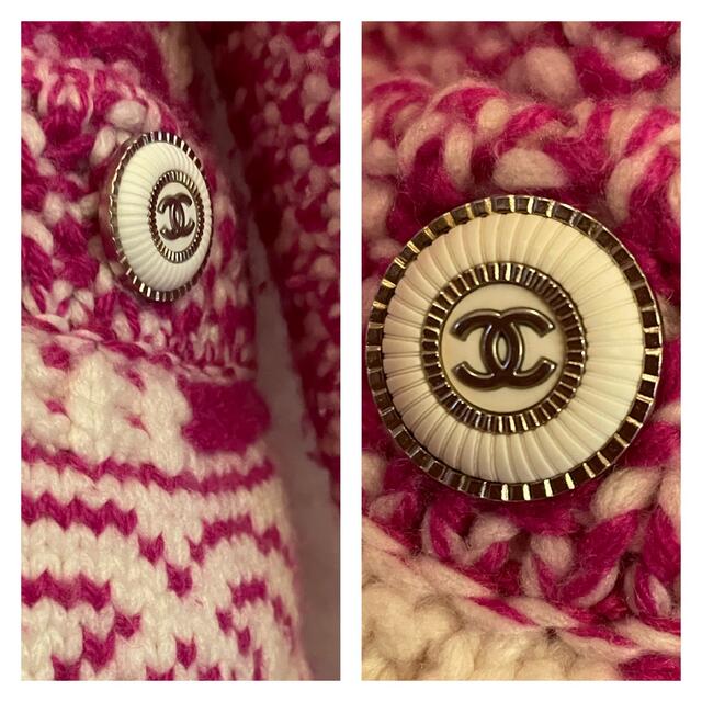 CHANEL(シャネル)のシャネル  ニット34 CHANEL ココマーク カシミア カーディガン ピンク レディースのトップス(カーディガン)の商品写真