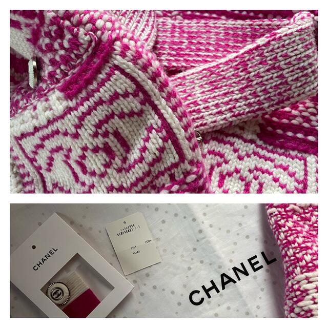 CHANEL(シャネル)のシャネル  ニット34 CHANEL ココマーク カシミア カーディガン ピンク レディースのトップス(カーディガン)の商品写真