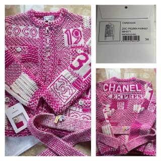 シャネル(CHANEL)のシャネル  ニット34 CHANEL ココマーク カシミア カーディガン ピンク(カーディガン)