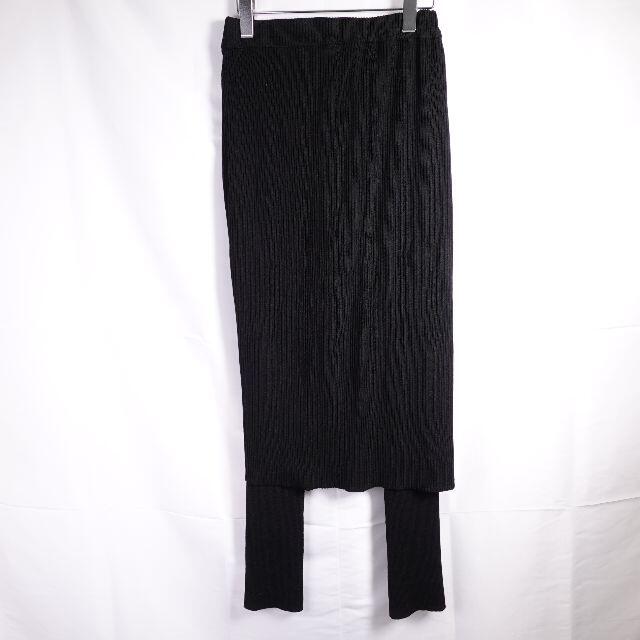 FRAMeWORK(フレームワーク)のFRAMeWORK　ニットスカート付きパンツ　レディース　ブラック レディースのスカート(ひざ丈スカート)の商品写真