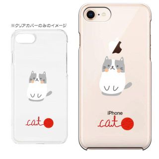 9422_三毛猫グレー[透]　 透明 スマホケース ほぼ全機種対応(モバイルケース/カバー)