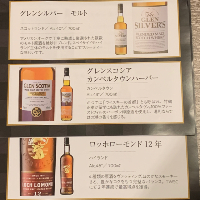 (内容変更しました)グレンスコシア2種類、ロッホローモンド12年、グレンシルバー 食品/飲料/酒の酒(ウイスキー)の商品写真