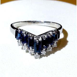 ☆Pt900 サファイア1.07ct&ダイヤV字型リング☆の通販 by *さくら*'s
