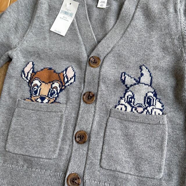 babyGAP(ベビーギャップ)の【新品】90センチ Baby Gap バンビ カーディガン グレー キッズ/ベビー/マタニティのキッズ服女の子用(90cm~)(カーディガン)の商品写真