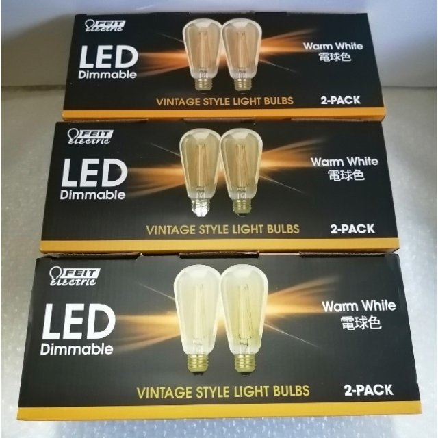 6個 FEIT LED ビンテージ ライトE26 琥珀 エジソン電球 調光器対応
