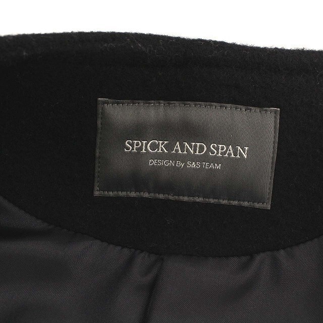 Spick & Span(スピックアンドスパン)のスピック&スパン ノーカラー コート ウール ロング ミドル丈 38 黒 レディースのジャケット/アウター(その他)の商品写真