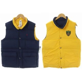 ポロラルフローレン(POLO RALPH LAUREN)のポロ バイ ラルフローレン ダウンベスト リバーシブル XL 紺 黄色(ダウンベスト)