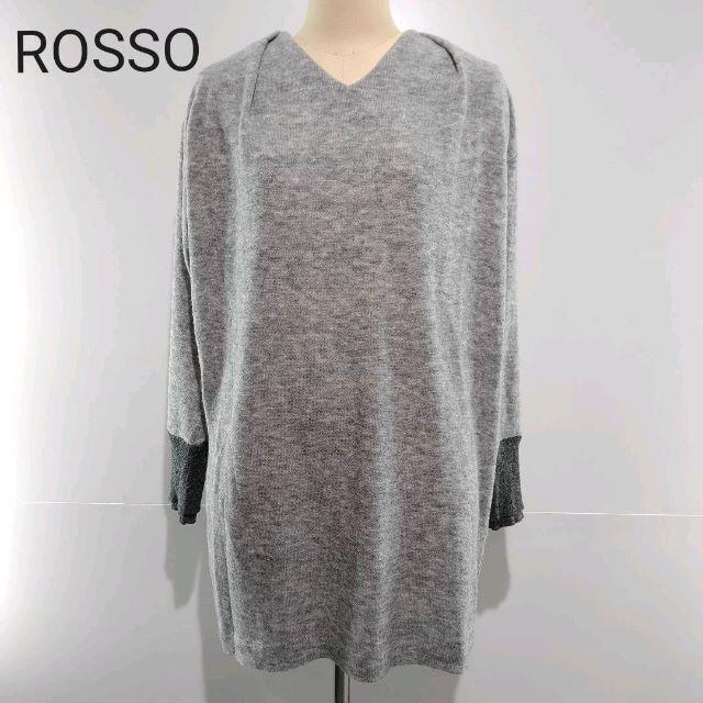 ROSSO(ロッソ)のROSSO ロッソ　ショルダータックニットワンピース レディースのワンピース(ひざ丈ワンピース)の商品写真