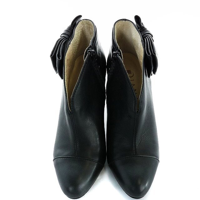 DIANA(ダイアナ)のダイアナ ブーティ レザー シューズ リボン ハイヒール 22.5cm 黒 レディースの靴/シューズ(ブーツ)の商品写真