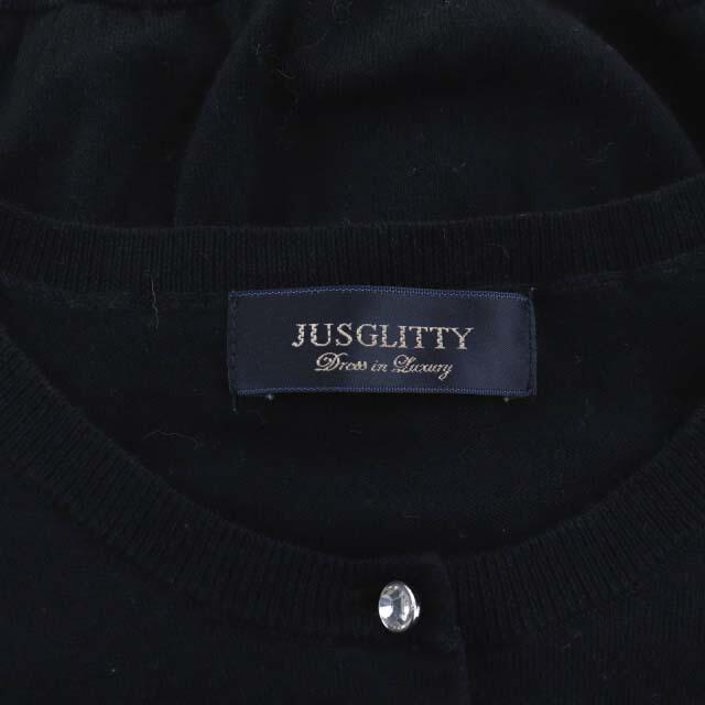 JUSGLITTY(ジャスグリッティー)のジャスグリッティー カーディガン ニット ビジューボタン 長袖 2 黒 レディースのトップス(カーディガン)の商品写真