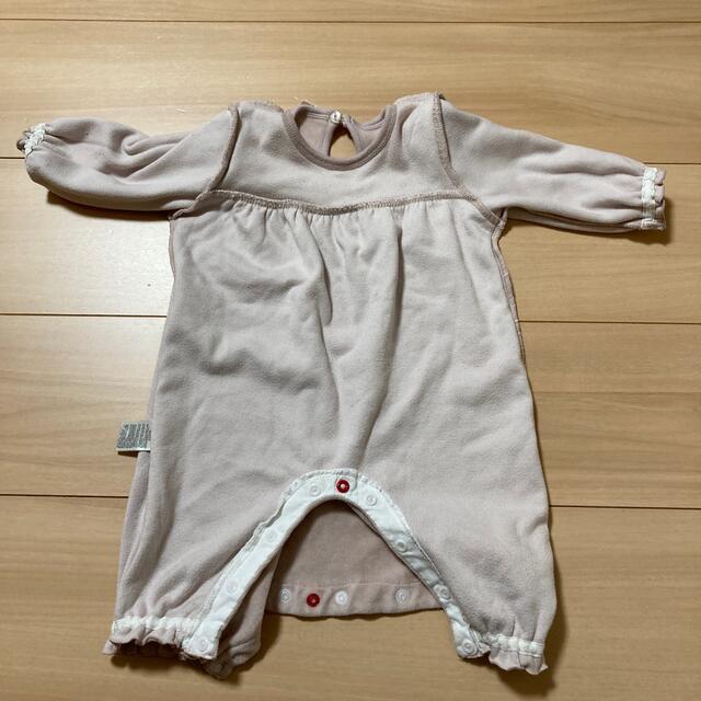 ピンクフリル　カバーオール70 キッズ/ベビー/マタニティのベビー服(~85cm)(カバーオール)の商品写真