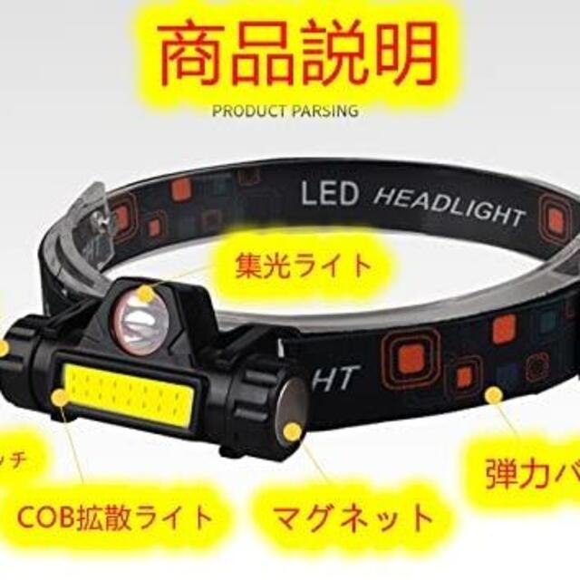 ヘッドライト 充電式 LEDヘッドライト USB 小型軽量 ヘッドライト 高輝度 スポーツ/アウトドアのアウトドア(ライト/ランタン)の商品写真