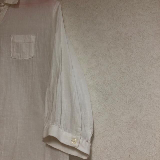 SM2(サマンサモスモス)のサマンサモスモス　白シャツ　七分袖　麻　M  レディースのトップス(シャツ/ブラウス(長袖/七分))の商品写真