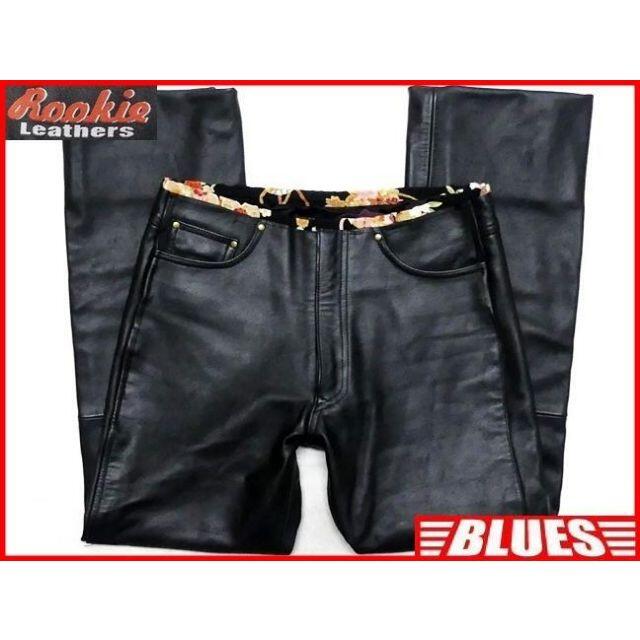 ルーキー レザーパンツ メンズ W30位 黒 L バイク 革パンツ  本革