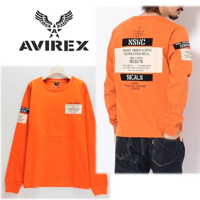 AVIREX(アヴィレックス)の《アヴィレックス》新品 ワッペン ステンシルTシャツ ロンT 大きいサイズ XL メンズのトップス(Tシャツ/カットソー(七分/長袖))の商品写真