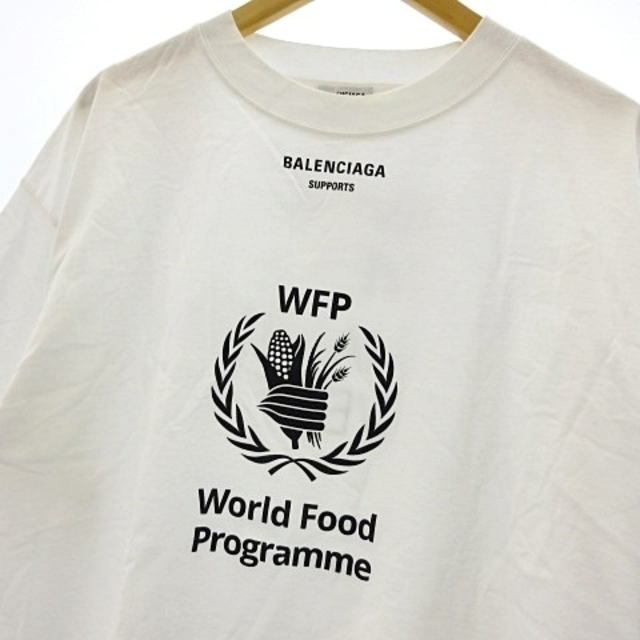 バレンシアガ 18年 WFPコラボTシャツ プリント 半袖 カットソー 白 L